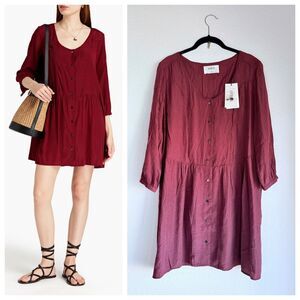 NWT Ba&sh Women's Disco Gathered Jacquard Mini Dress in Claret Red Sz 3 (US 10)